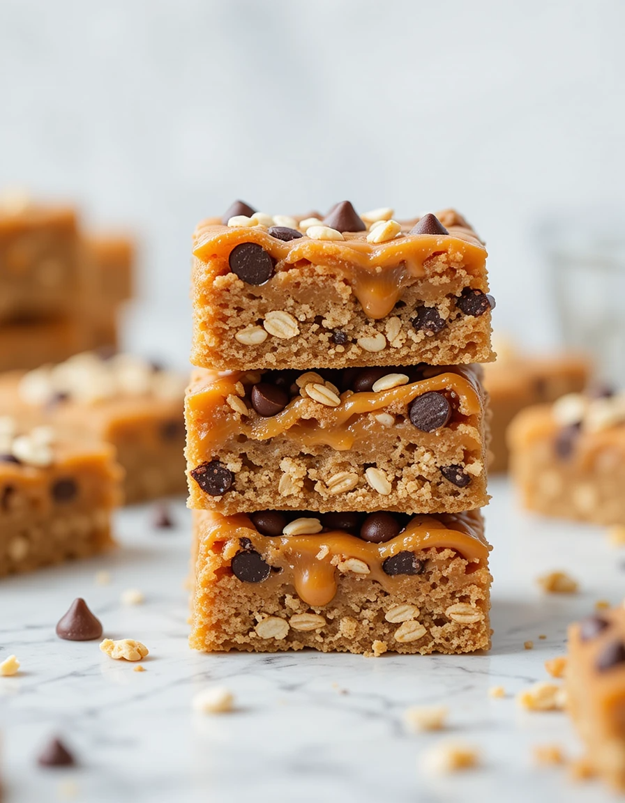 Salted Caramel Chocolate Chip Oat Cookie Bars Recipe